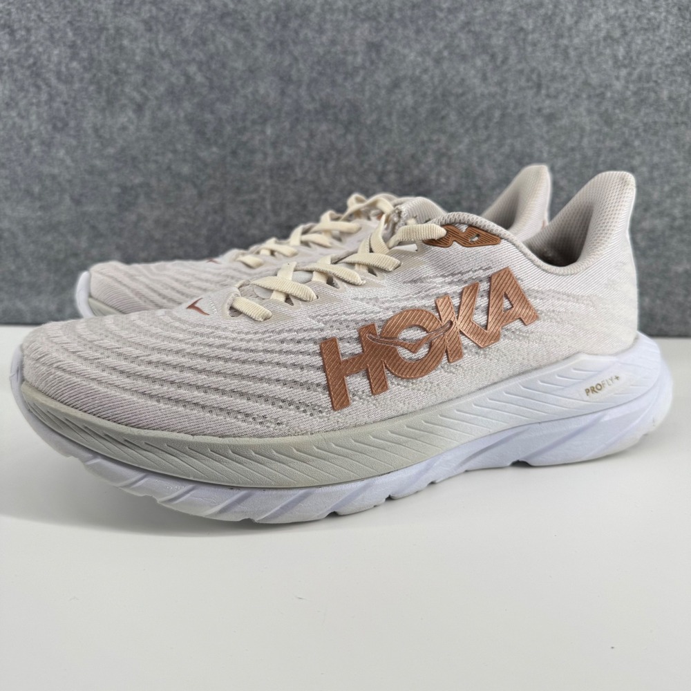 Hoka Mach 5 Running Shoes Womens 10 White Copper Road Training 1127894 WCPP